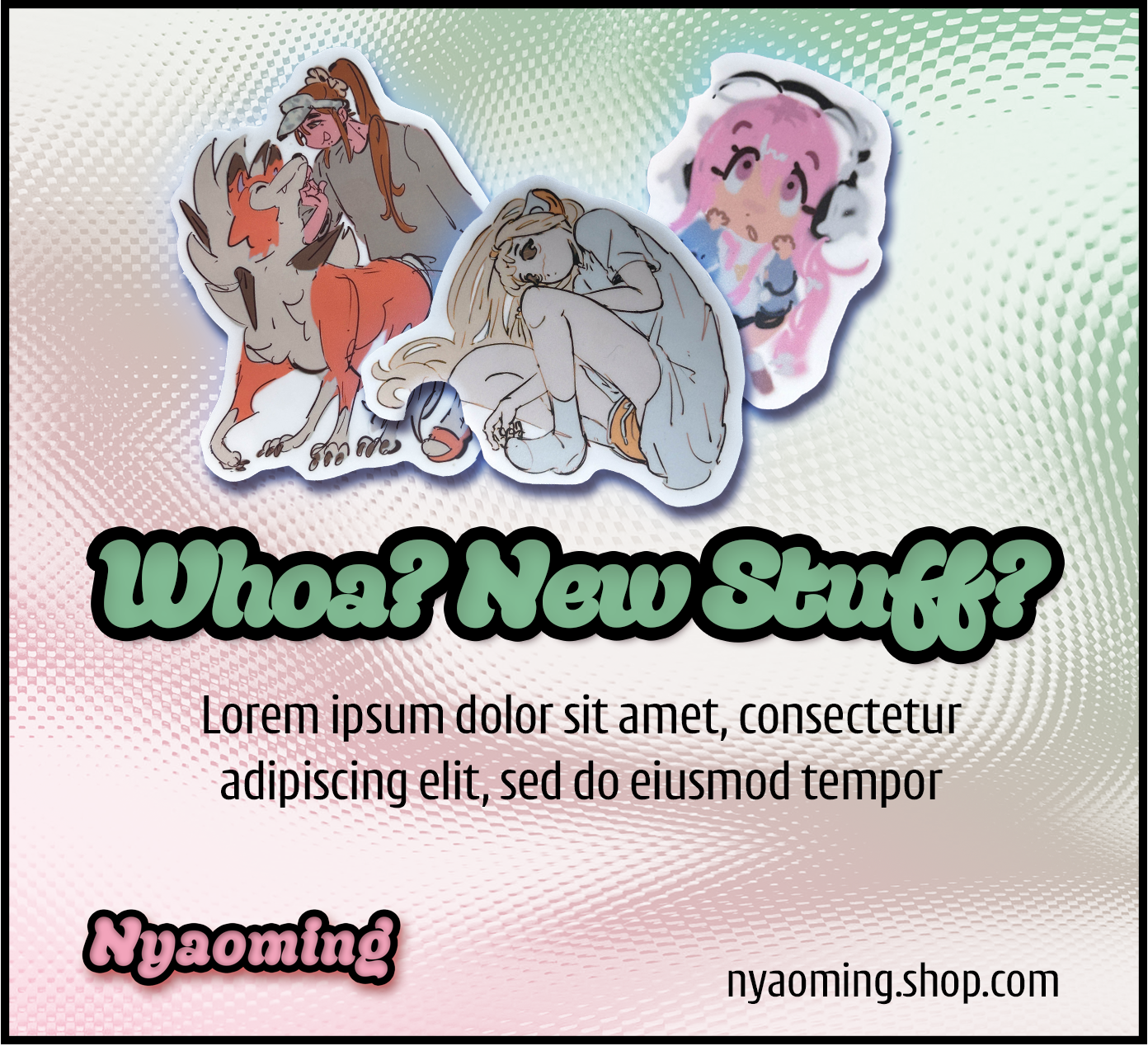 an ad for social media showcasing stickers and declaring a sale