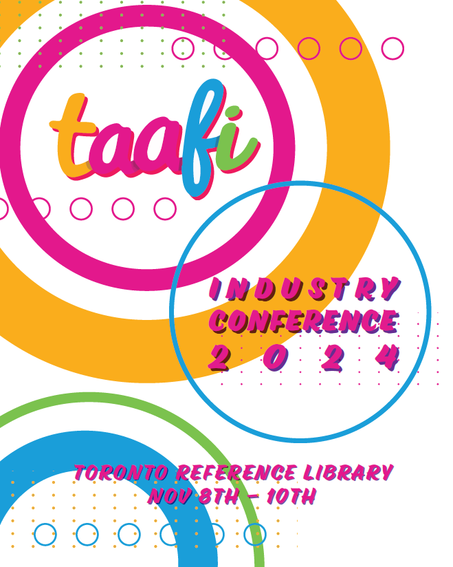 An image featuring colorful graphics advertising TAAFI's 2024 industry conference.