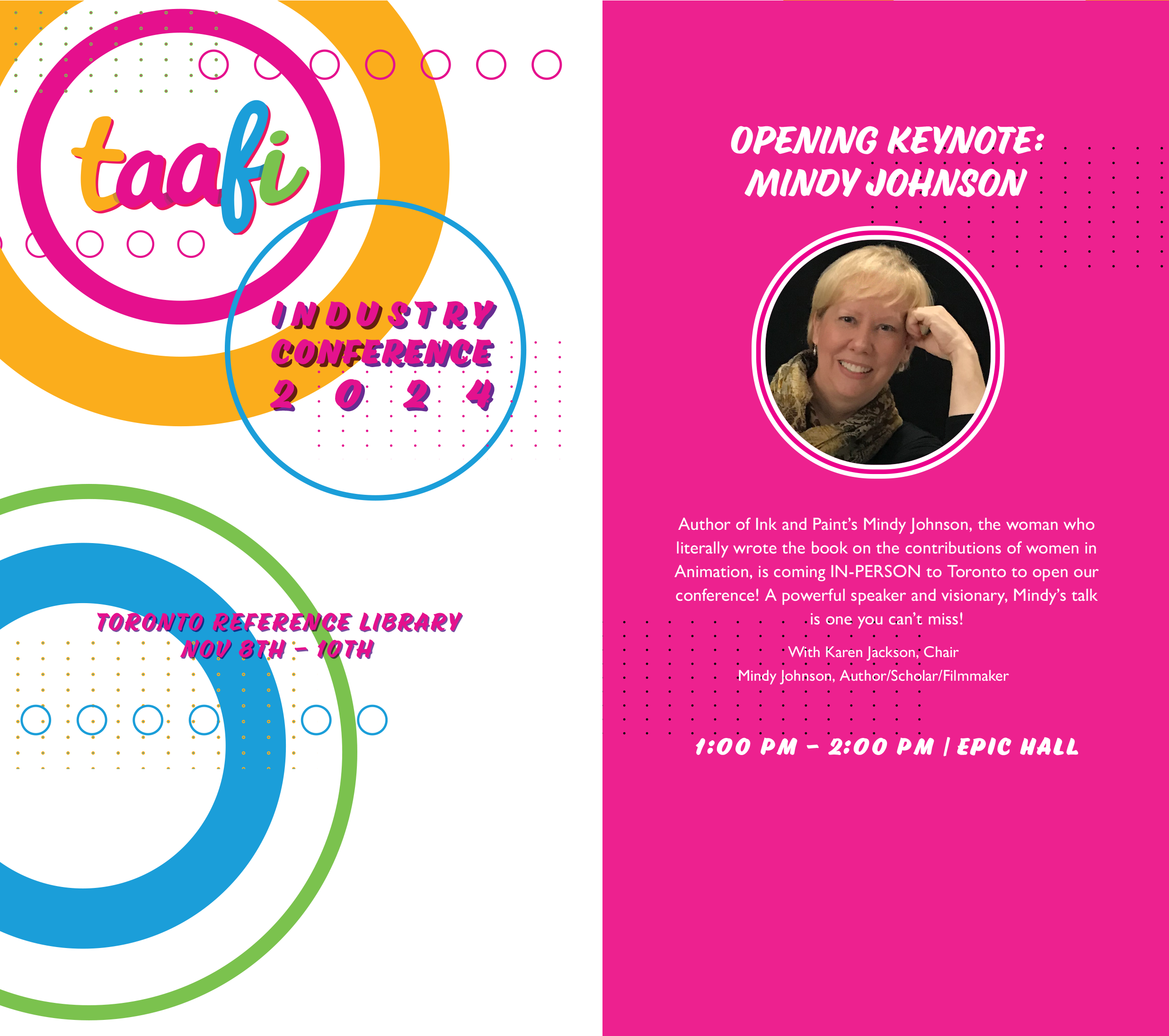 two images showing both sides of a table pamphlet for TAAFI